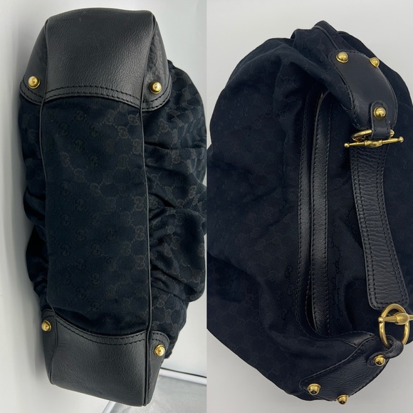 Authentic Gucci Black canvas Jockey large hobo shoulder bag - Picture 8 of 16